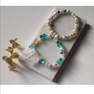Stackable Crystal Teal White Green Bracele…